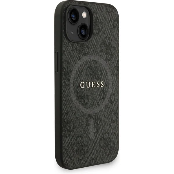 Guess PU Leather 4G Colored Ring Strap MagSafe kryt iPhone 14 černý