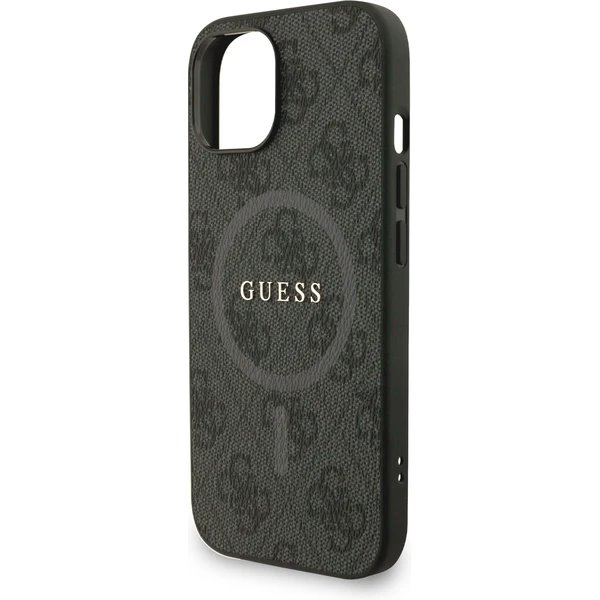 Guess PU Leather 4G Colored Ring Strap MagSafe kryt iPhone 14 černý