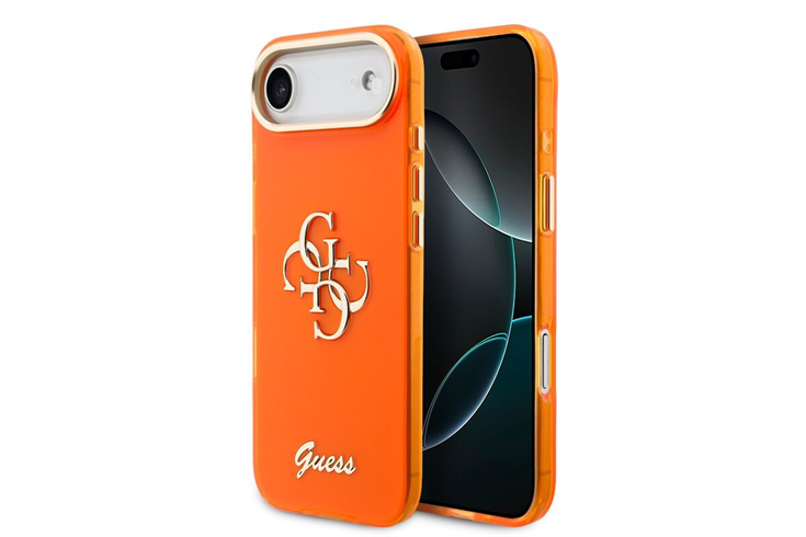 Guess IML 4G Script Metal Logo kryt iPhone Air oranžový