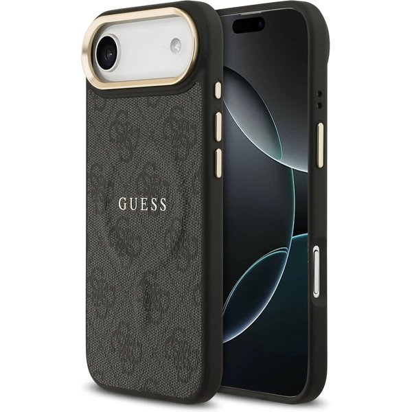 Guess PU Leather 4G Gold Frame MagSafe kryt iPhone Air čierny
