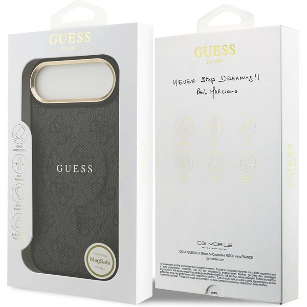 Guess PU Leather 4G Gold Frame MagSafe kryt iPhone Air čierny