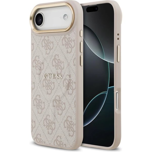 Guess PU Leather 4G Gold Frame MagSafe kryt iPhone Air ružový