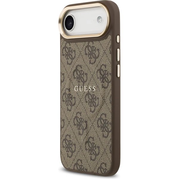 Guess PU Leather 4G Gold Frame MagSafe kryt iPhone Air hnedý