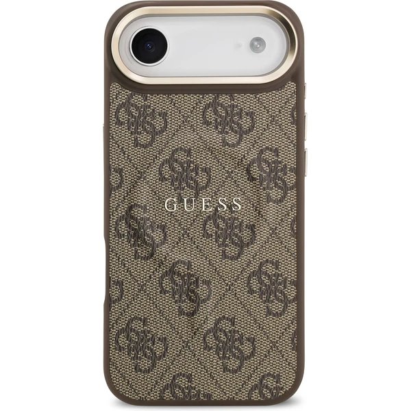 Guess PU Leather 4G Gold Frame MagSafe kryt iPhone Air hnedý