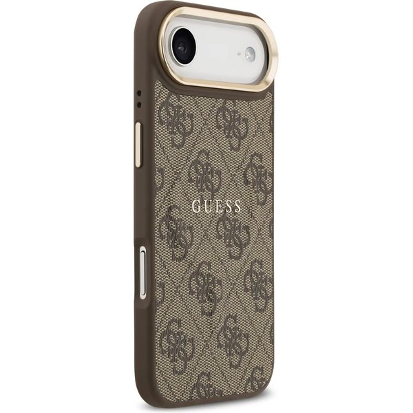 Guess PU Leather 4G Gold Frame MagSafe kryt iPhone Air hnedý