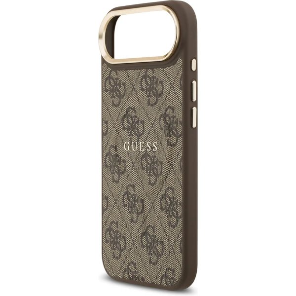 Guess PU Leather 4G Gold Frame MagSafe kryt iPhone Air hnedý