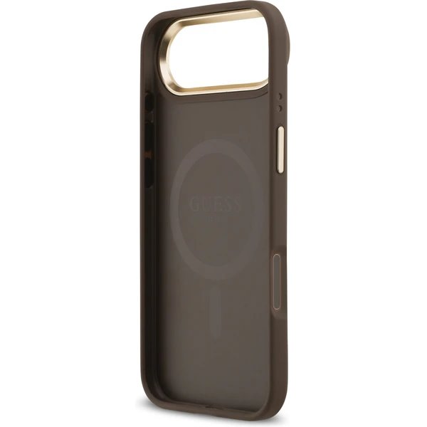 Guess PU Leather 4G Gold Frame MagSafe kryt iPhone Air hnedý