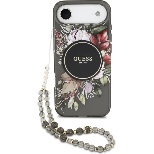 Guess IML Flowers Strap MagSafe kryt iPhone Air čierny