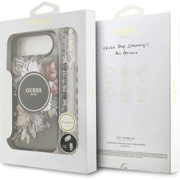 Guess IML Flowers Strap MagSafe kryt iPhone Air čierny
