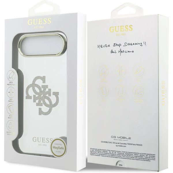 Guess PC/TPU Mirror 4G Glitter Logo MagSafe kryt iPhone Air zlatý