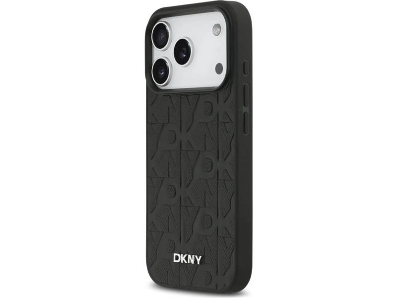 DKNY PU Leather Grid Pattern Magsafe kryt iPhone 17 Pro Max čierny