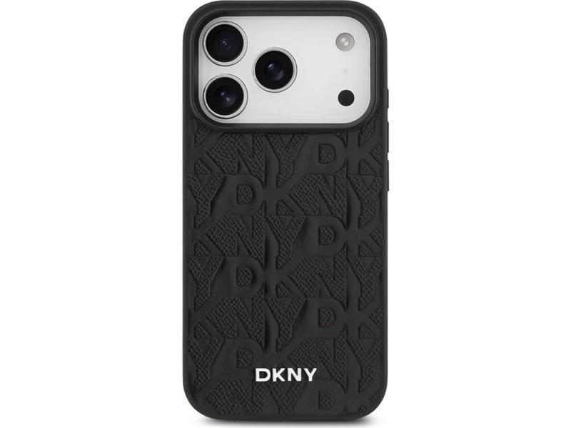 DKNY PU Leather Grid Pattern Magsafe kryt iPhone 17 Pro Max čierny