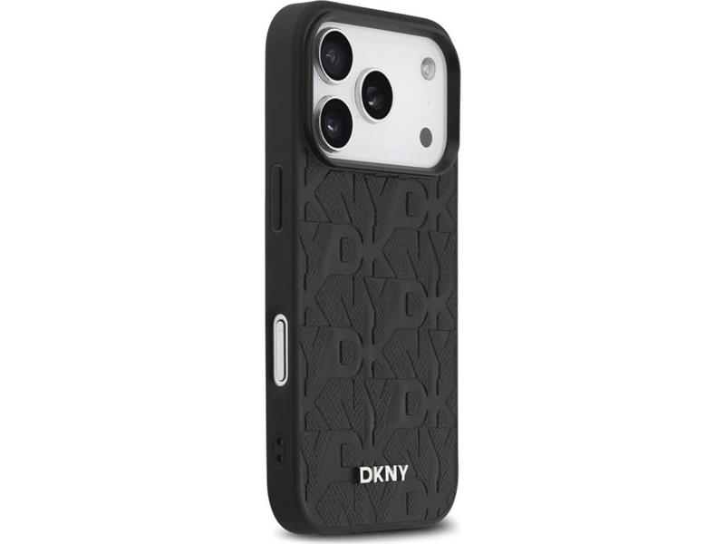 DKNY PU Leather Grid Pattern Magsafe kryt iPhone 17 Pro Max čierny