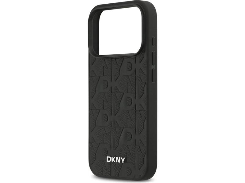 DKNY PU Leather Grid Pattern Magsafe kryt iPhone 17 Pro Max čierny