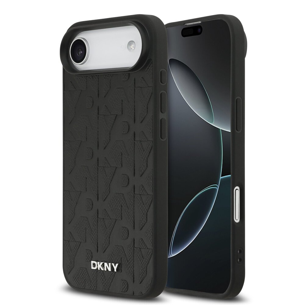 DKNY PU Leather Grid Pattern Magsafe kryt iPhone Air čierny