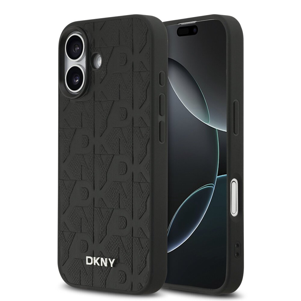 DKNY PU Leather Grid Pattern Magsafe kryt iPhone 17 čierny