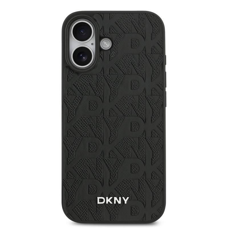 DKNY PU Leather Grid Pattern Magsafe kryt iPhone 17 čierny