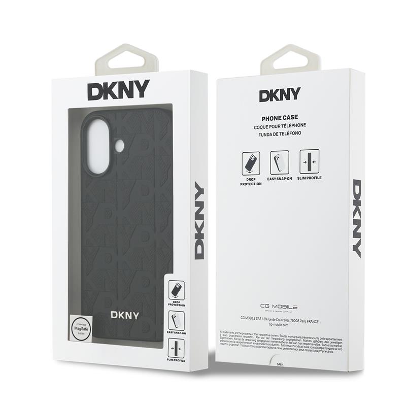 DKNY PU Leather Grid Pattern Magsafe kryt iPhone 17 čierny