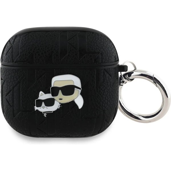 Karl Lagerfeld PU Embossed Karl and Choupette Heads Púzdro pre AirPods 4 čierne
