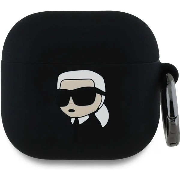 Karl Lagerfeld 3D Logo NFT Karl Head Silikonové Púzdro pre AirPods 4 čierne