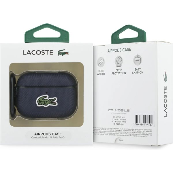 Lacoste Petit Pique Croc Logo Patch Púzdro pre AirPods 3 Pro modré