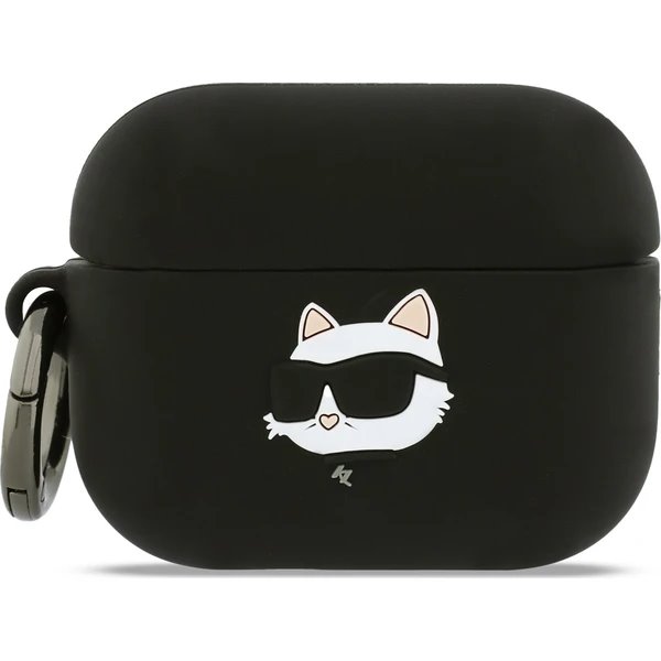 Karl Lagerfeld 3D Logo NFT Choupette Head Silikonové Púzdro pre AirPods 3 Pro čierne