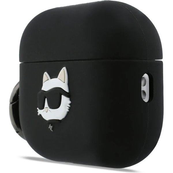 Karl Lagerfeld 3D Logo NFT Choupette Head Silikonové Púzdro pre AirPods 3 Pro čierne