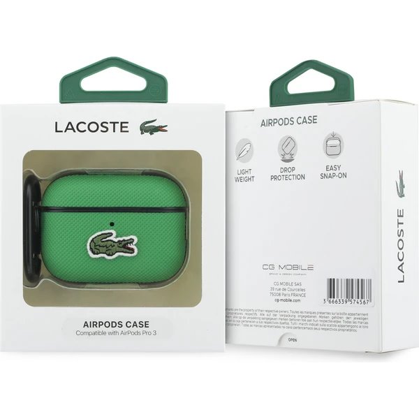 Lacoste Petit Pique Croc Logo Patch Púzdro pre AirPods 3 Pro zelené