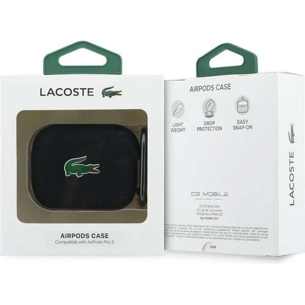 Lacoste Liquid Silicone Croc Logo Púzdro pre AirPods 3 Pro čierne