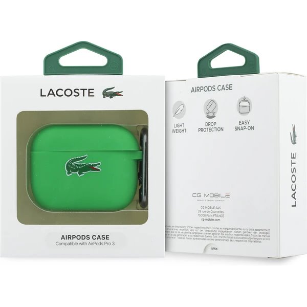 Lacoste Liquid Silicone Croc Logo Púzdro pre AirPods 3 Pro zelené