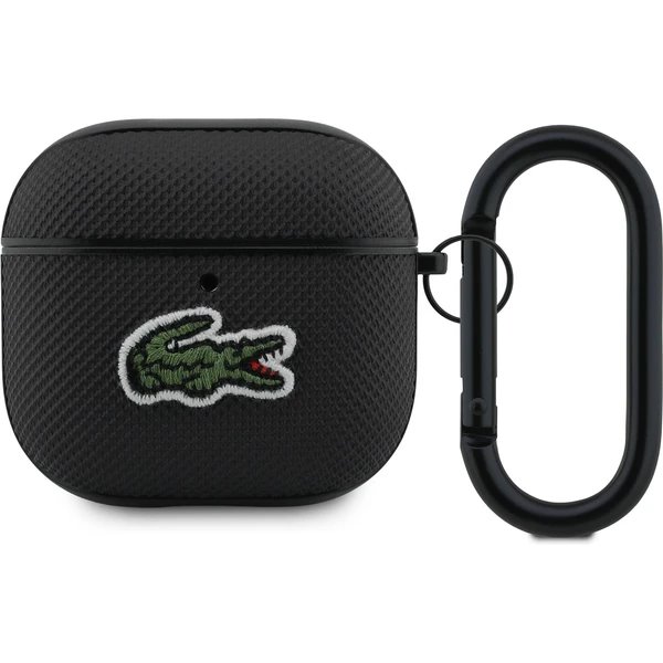 Lacoste Petit Pique Croc Logo Patch Púzdro pre AirPods 4 čierne