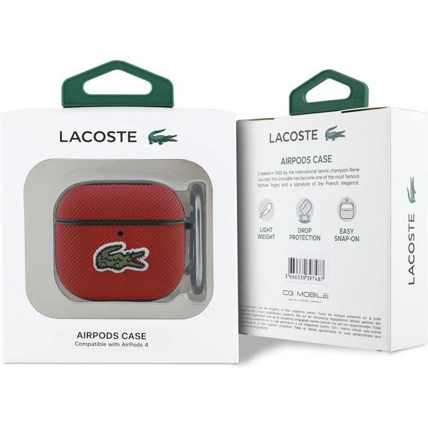 Lacoste Petit Pique Croc Logo Patch Púzdro pre AirPods 4 červené