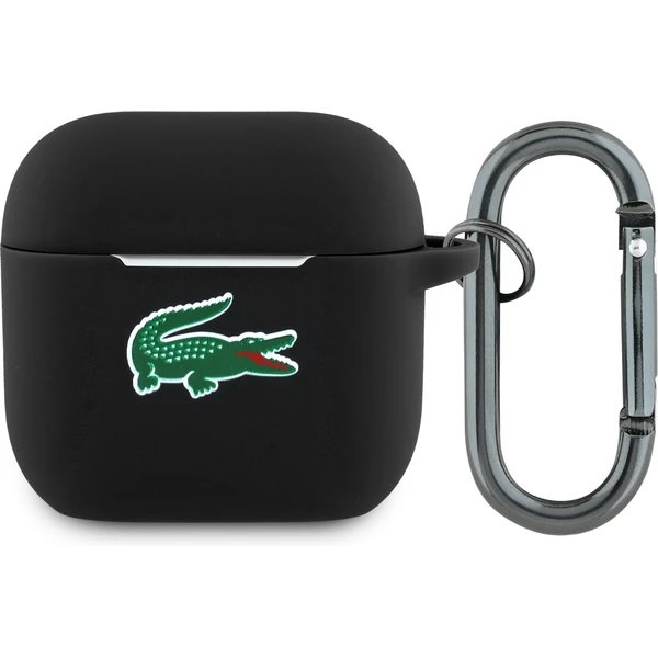 Lacoste Liquid Silicone Croc Logo Púzdro pre AirPods 4 čierne