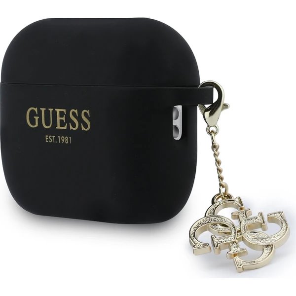 Guess 4G Charm Silikonové Púzdro pre AirPods 3 Pro čierne