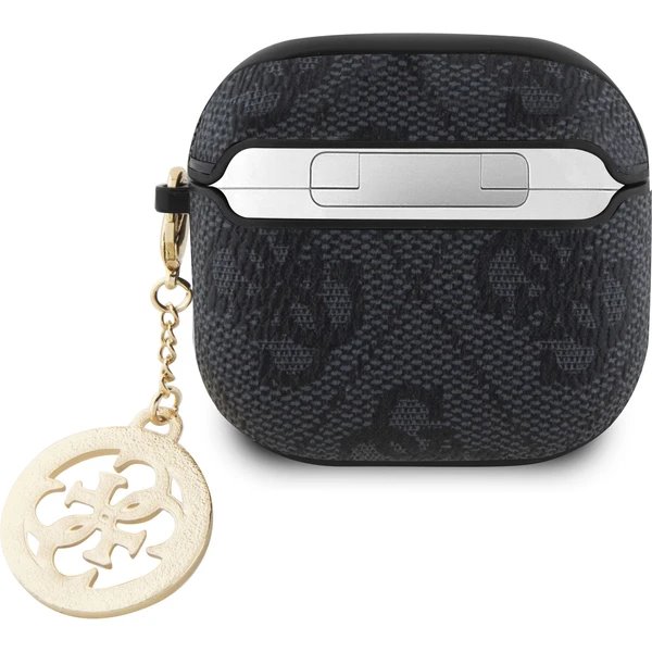 Guess 4G Script PC/PU Charm Púzdro pre AirPods 4 čierne