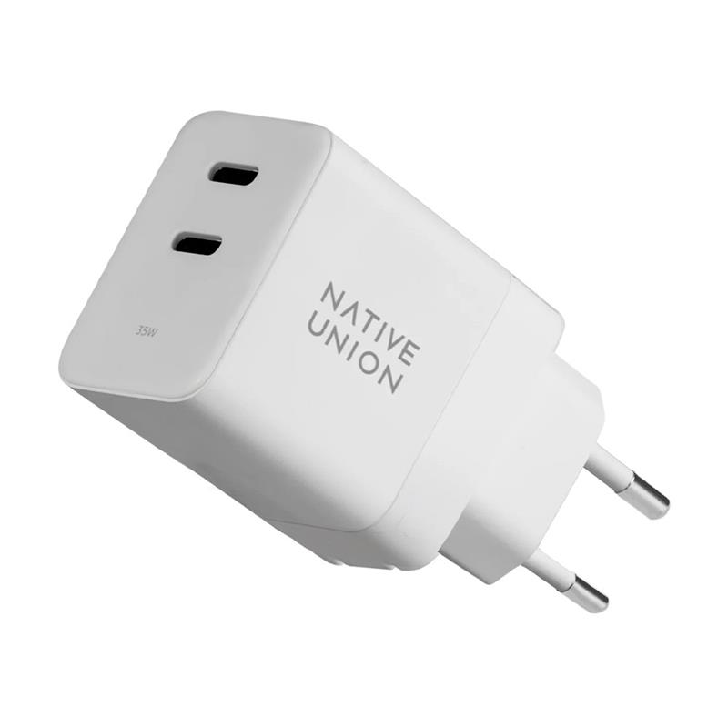 Native Union Fast GaN Dual USB-C PD 35W Wall Charger – White