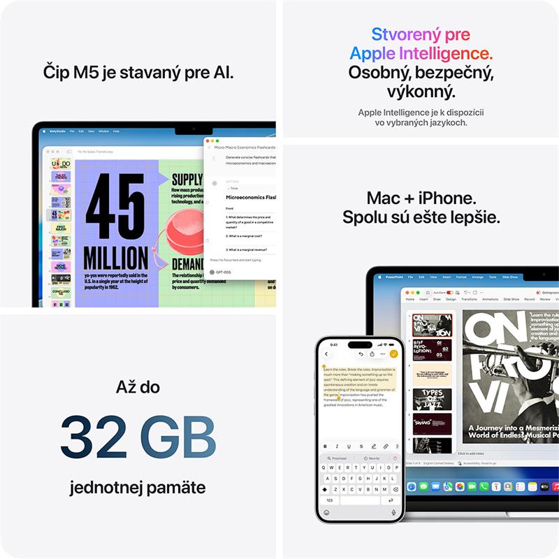 MacBook Air 13" Apple M5 10C CPU 8C GPU 16GB 512GB Nebeský modrý INT English