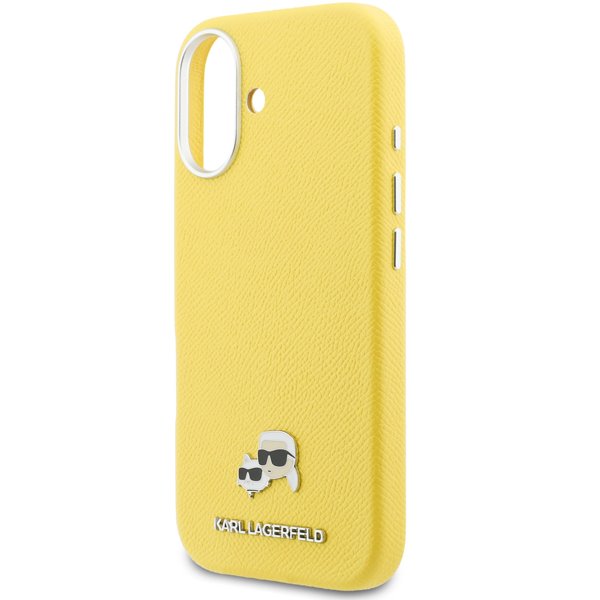 Karl Lagerfeld PU Karl and Choupette Heads Pins MagSafe kryt iPhone 17 žltý
