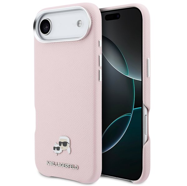 Karl Lagerfeld PU Karl and Choupette Heads Pins MagSafe kryt iPhone Air ružový