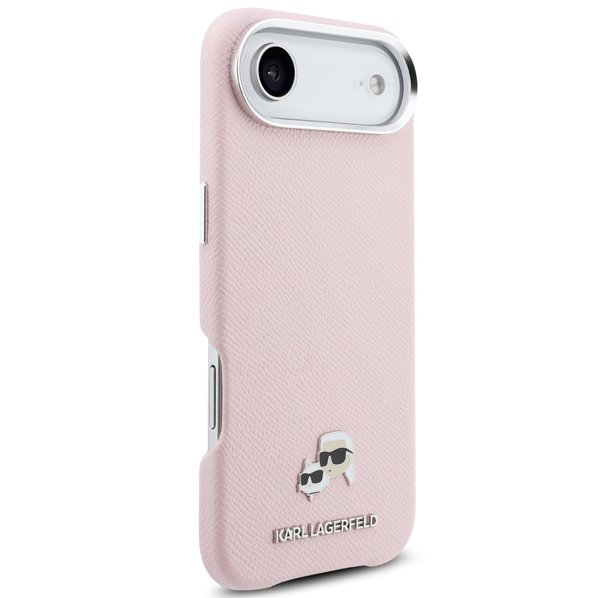 Karl Lagerfeld PU Karl and Choupette Heads Pins MagSafe kryt iPhone Air ružový