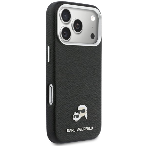 Karl Lagerfeld PU Karl and Choupette Heads Pins MagSafe kryt iPhone 17 Pro čierny