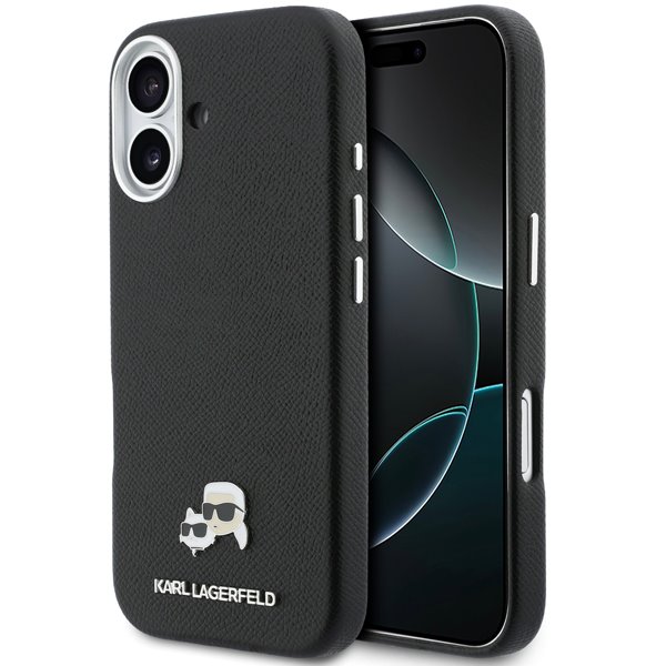 Karl Lagerfeld PU Karl and Choupette Heads Pins MagSafe kryt iPhone 17 čierny