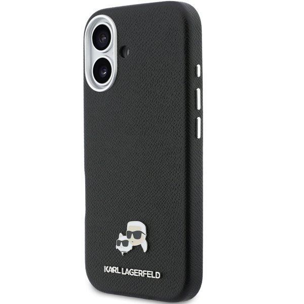 Karl Lagerfeld PU Karl and Choupette Heads Pins MagSafe kryt iPhone 17 čierny