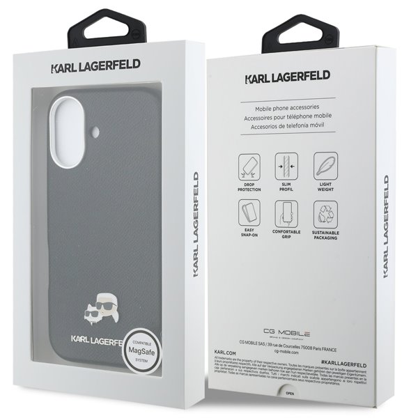 Karl Lagerfeld PU Karl and Choupette Heads Pins MagSafe kryt iPhone 17 čierny