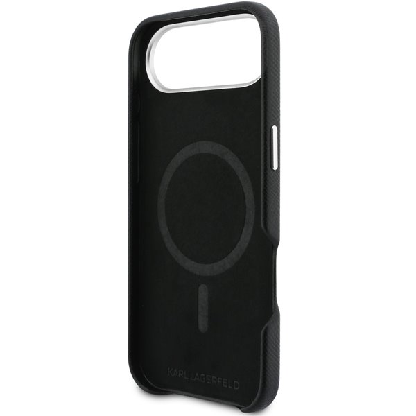 Karl Lagerfeld PU Karl and Choupette Heads Pins MagSafe kryt iPhone 17 čierny