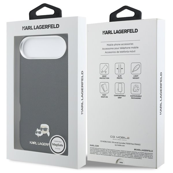 Karl Lagerfeld PU Karl and Choupette Heads Pins MagSafe kryt iPhone 17 čierny
