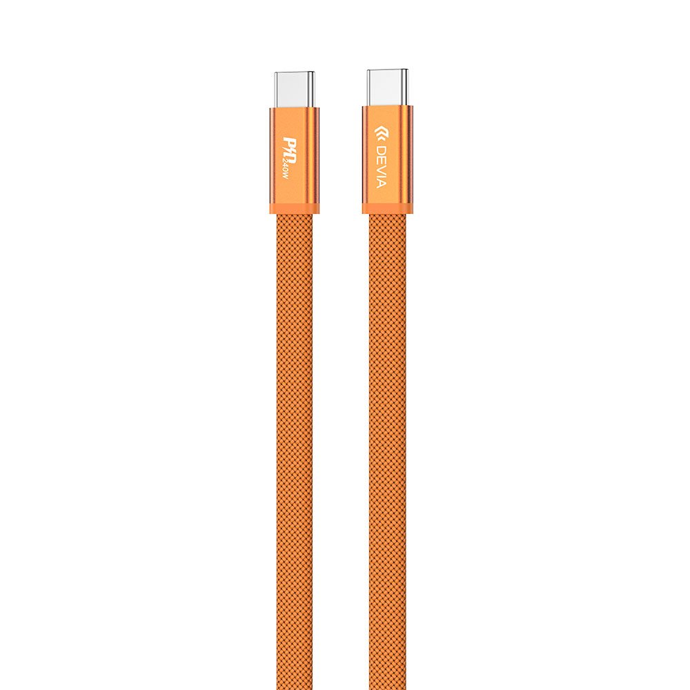 Devia kábel Ultra3 USB-C to USB-C Metal Woven Flat Cable 1.5m 240W - Orange