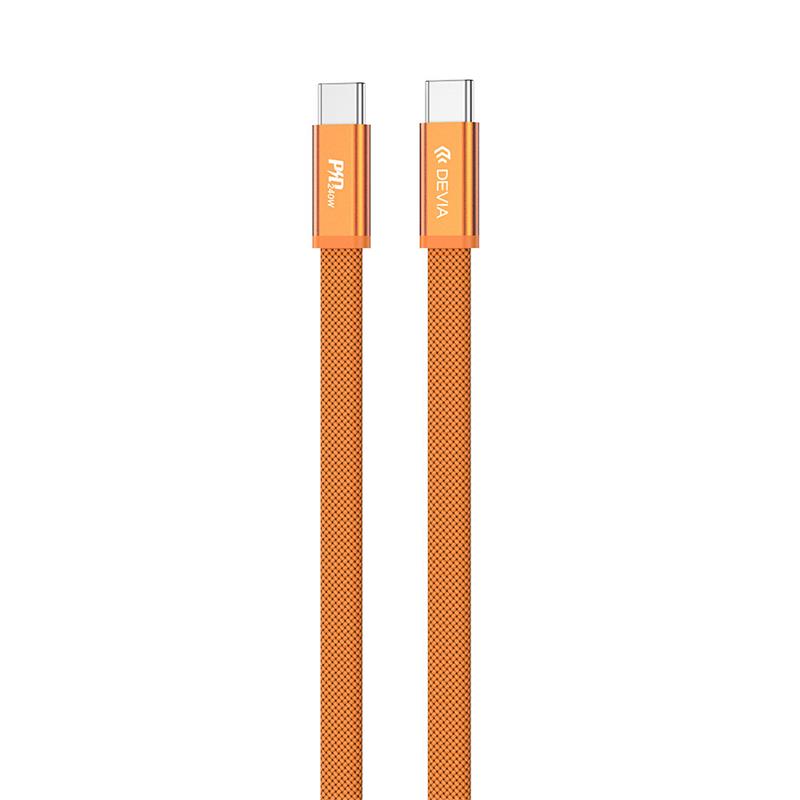 Devia kábel Ultra3 USB-C to USB-C Metal Woven Flat Cable 1.5m 240W - Orange