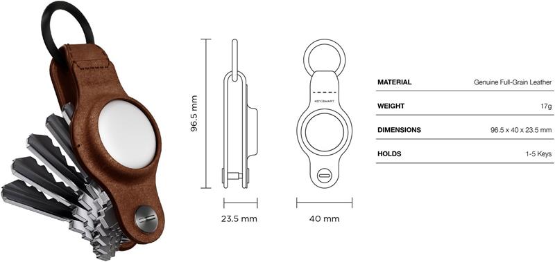 KeySmart Air Leather s púzdrom pro AirTag - hnedá koža *Rozbalený*