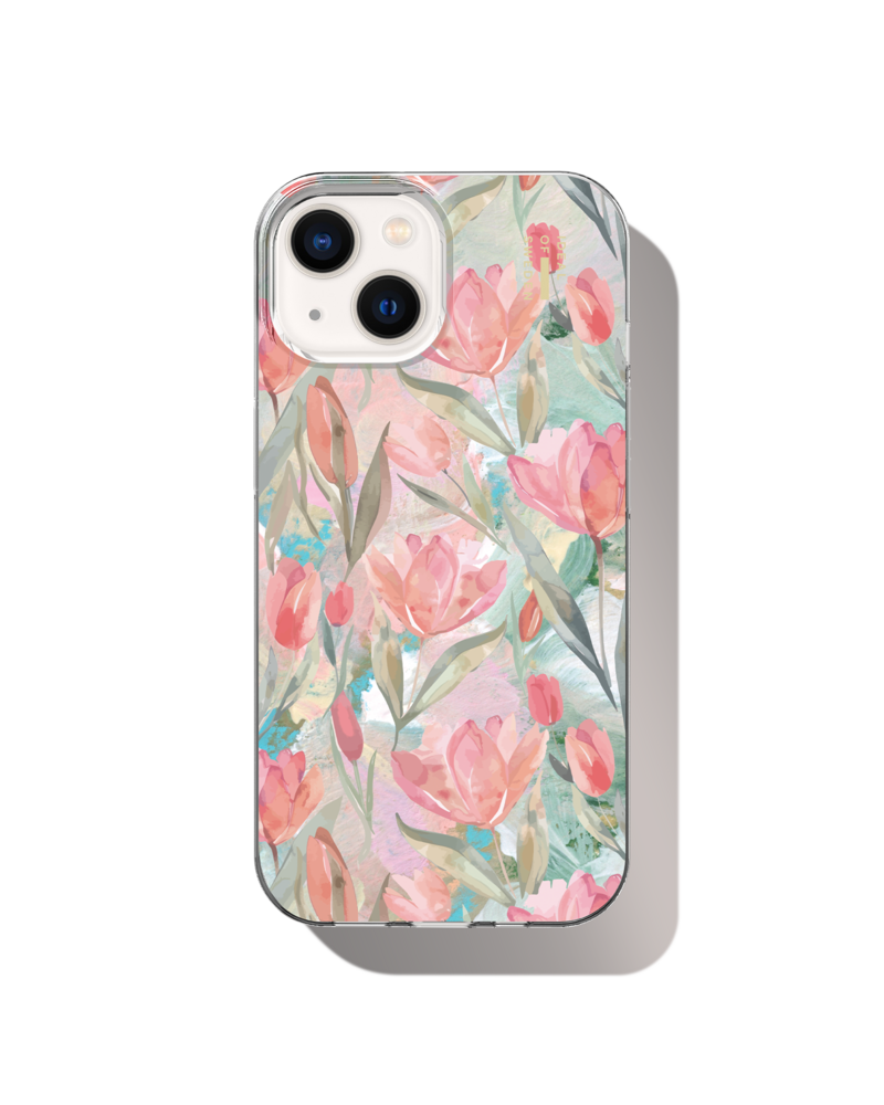 iDeal Fashion Clear Case MagSafe iPhone 13/14/15/16e/17e Tulip Bloom